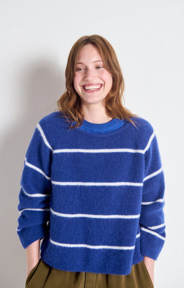 PULL FEMME AMPLE ML COL BATEAU BLEU ROYAL BLEU ROYAL