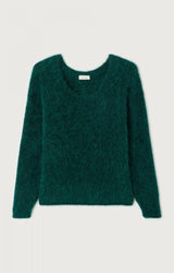 PULL FEMME AMPLE ML CR VERT FONCE VERT FONCE