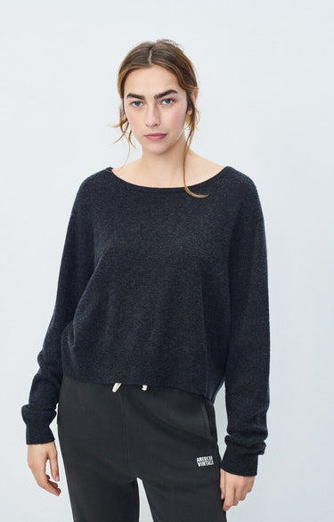 PULL FEMME BOULE ML COL BATEAU NOIR NOIR