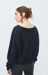 PULL FEMME BOULE ML COL BATEAU NOIR NOIR