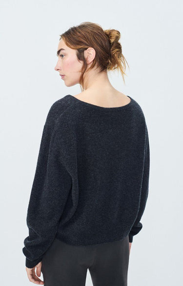 PULL FEMME BOULE ML COL BATEAU NOIR NOIR