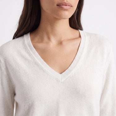 Pull Artlove Eden col V maille fine crème – vue 3