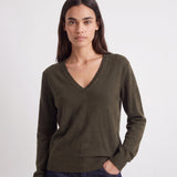 Pull Artlove Eden col V maille fine kaki – vue 2