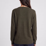Pull Artlove Eden col V maille fine kaki – vue 3