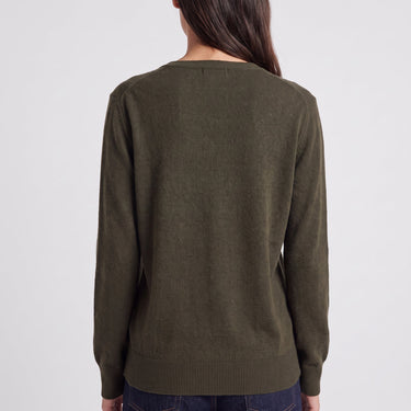 Pull Artlove Eden col V maille fine kaki – vue 3