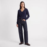 Pull Artlove Eden col V maille fine marine