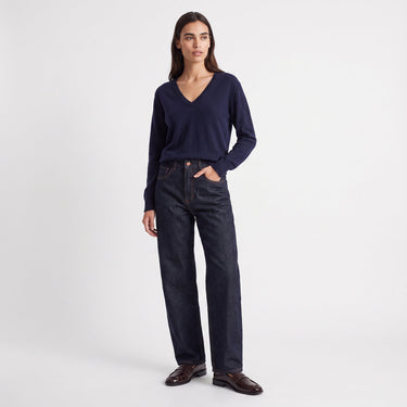 Pull Artlove Eden col V maille fine marine