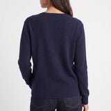 Pull Artlove Eden col V maille fine marine – vue 3