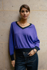 PULL FEMME PEIO BI-COLOR PURPLE PURPLE