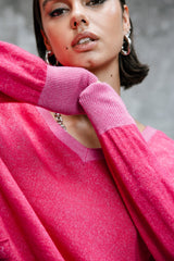 PULL FEMME PEIO BI-COLOR RASPBERRY RASPBERRY