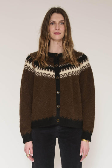 Cardigan MKT Studio Kmona jacquard nordique marron