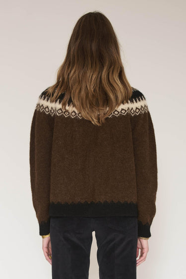 Cardigan MKT Studio Kmona jacquard nordique marron – vue 3