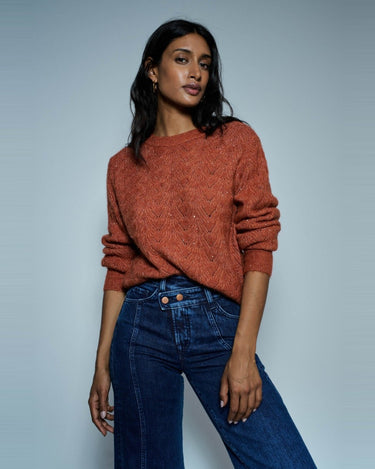 PULL FEMME MOHAIR BRIQUE BRIQUE