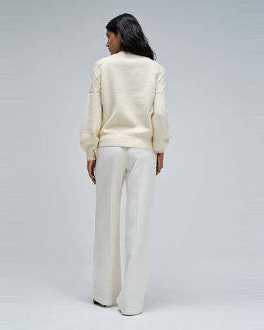 PULL FEMME PERLES BLANC BLANC