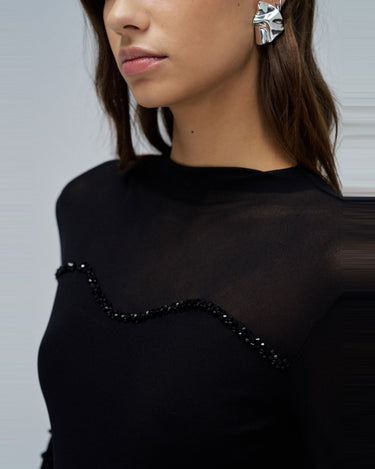 PULL FEMME TULLE NOIR NOIR