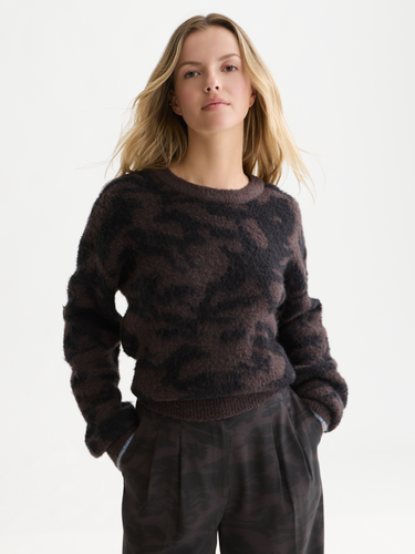 PULL FEMME FUZZY JACQUARD RELAXED GRIS GRIS