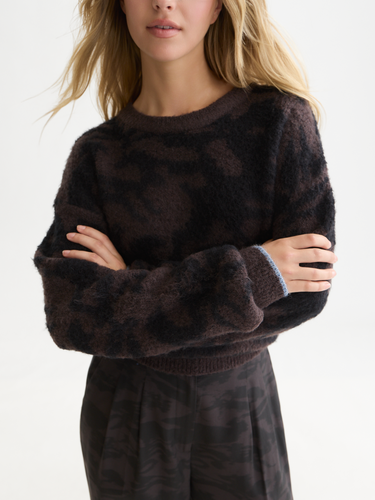 PULL FEMME FUZZY JACQUARD RELAXED GRIS GRIS