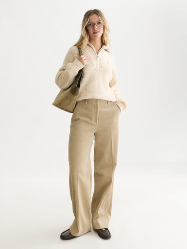 PULL FEMME HALF-ZIP RELAXED ECRU ECRU