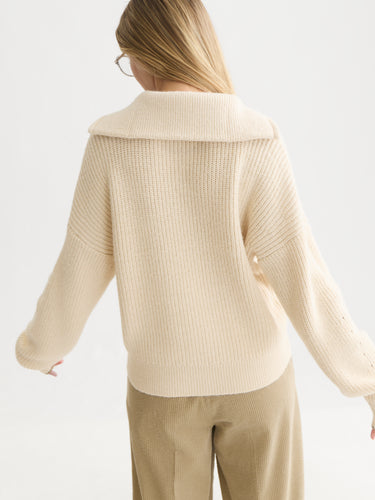 PULL FEMME HALF-ZIP RELAXED ECRU ECRU