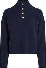 PULL FEMME GOLD BUTTON POLO MARINE MARINE