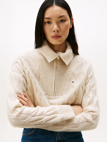 PULL FEMME SOFT WOOL CABL ECRU ECRU