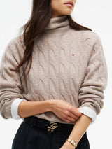 PULL FEMME SOFT WOOL CABLE ROLL CAMEL CAMEL