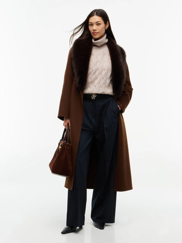 PULL FEMME SOFT WOOL CABLE ROLL CAMEL CAMEL