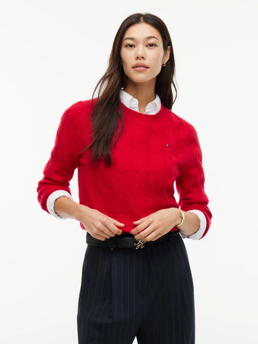 PULL FEMME SOFT WOOL CABLE ROUGE ROUGE