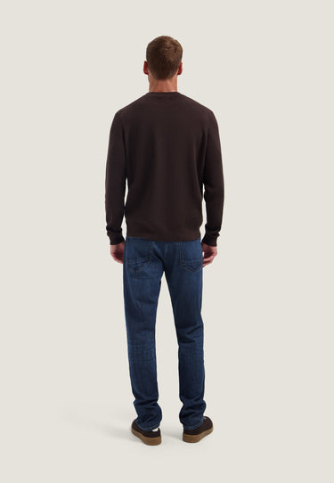 PULL HOMME OSCAR RIB MOCKNECK MARRON MARRON