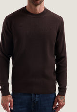 PULL HOMME OSCAR RIB MOCKNECK MARRON MARRON