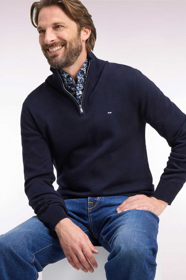 PULL HOMME EDINBUR DEMI-ZIP MARINE MARINE