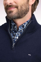 PULL HOMME EDINBUR DEMI-ZIP MARINE MARINE