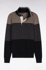 PULL HOMME L ENCRE COL POLO NOIR NOIR