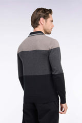 PULL HOMME L ENCRE COL POLO NOIR NOIR
