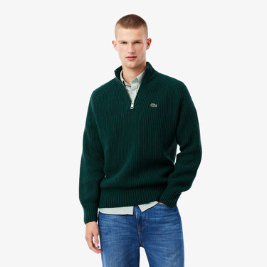PULL HOMME DEMI-ZIP VERT FONCE VERT FONCE