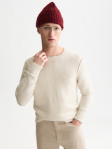 PULL HOMME BOUCLÉ MELANGE WOOL-ALPACA-BLE BEIGE BEIGE
