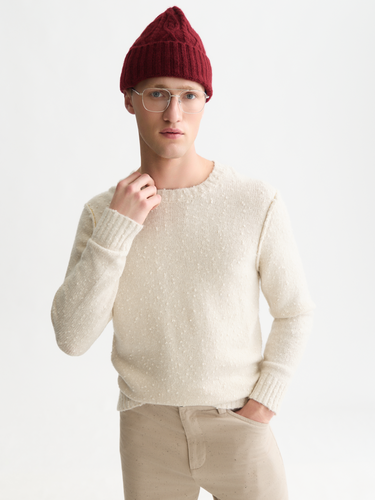 PULL HOMME BOUCLÉ MELANGE WOOL-ALPACA-BLE BEIGE BEIGE