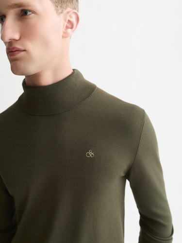 PULL HOMME ECOVERO TURTLENECK VERT VERT