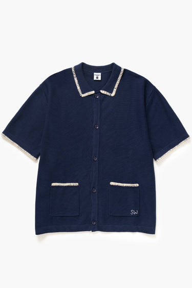 PULL HOMME BLANKET STITCH KNIT NAVY NAVY