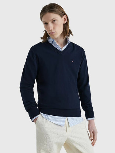 PULL HOMME 1985 V NECK SWEATER MARINE MARINE