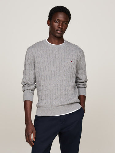 PULL HOMME CLASSIC COTTON CABLE GRIS GRIS