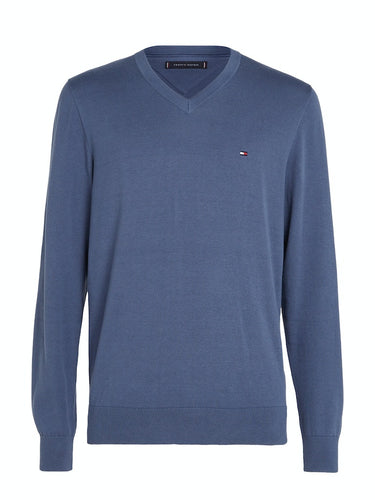 PULL HOMME CLASSIC COTTON V NEC INDIGO INDIGO