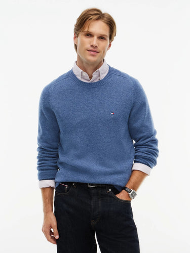 PULL HOMME LAMBSWOOL CREW NECK BLEU BLEU