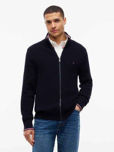 PULL HOMME RWB RIB ZIP THROUGH MARINE MARINE