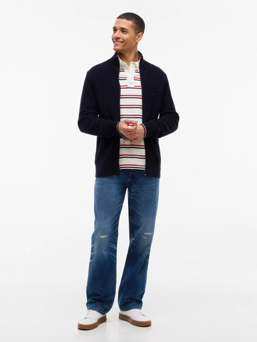 PULL HOMME RWB RIB ZIP THROUGH MARINE MARINE