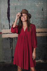 ROBE FEMME JUNA PLAIN COLOR BORDEAUX BORDEAUX