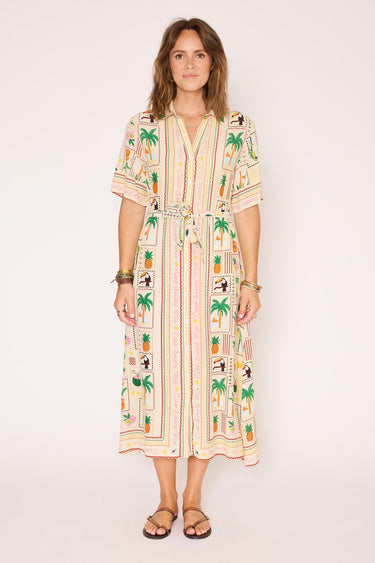 Robe MKT Studio Rodaso imprimé tropical naturel