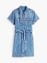ROBE FEMME DNM SS KNEE BELTED DENIM DENIM