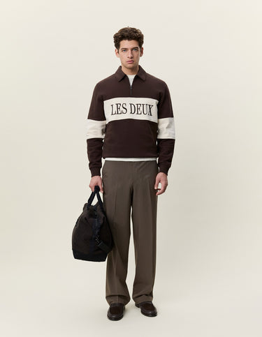 SWEAT HOMME ZIPPER RUGBY MARRON MARRON