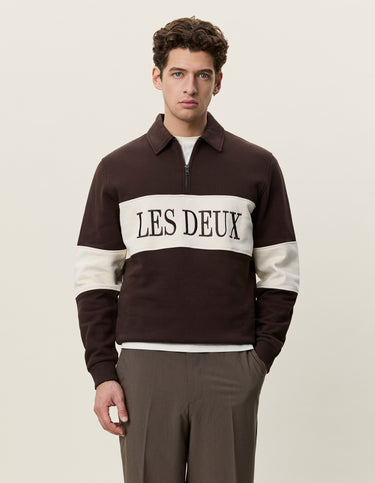 SWEAT HOMME ZIPPER RUGBY MARRON MARRON